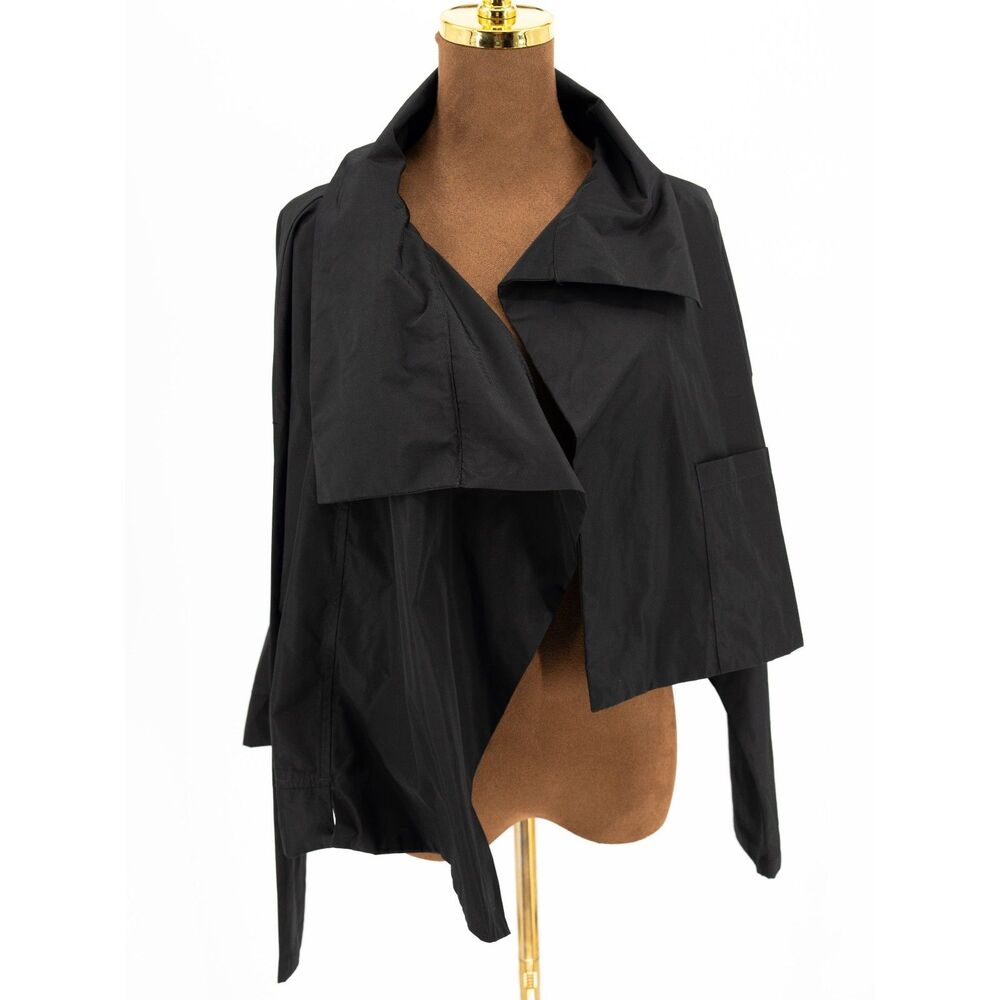 Planet by Lauren G Womens OSFA Jacket Black Asymmetrical Cropped Sold Out Online